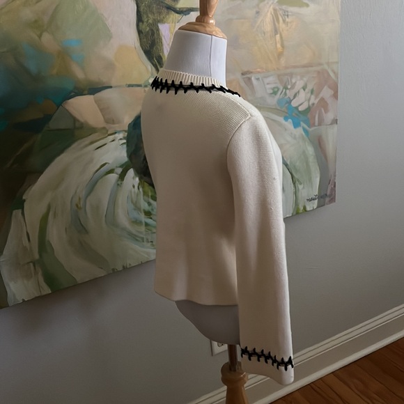 Maje Cream Knit Jacket with Black Detailing size 1 / small - Picture 10 of 16